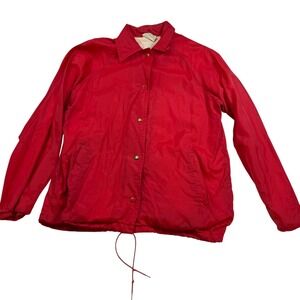Vintage Sears Coach Jacket Size M Red Nylon Snap‎ Front READ